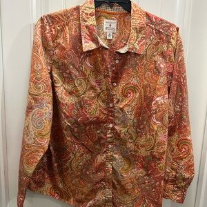 Appleseeds women  Paisley Button-Up Shirt in Rust Multi. Size 18